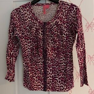 Chic Leopard Print Button Down Sweater